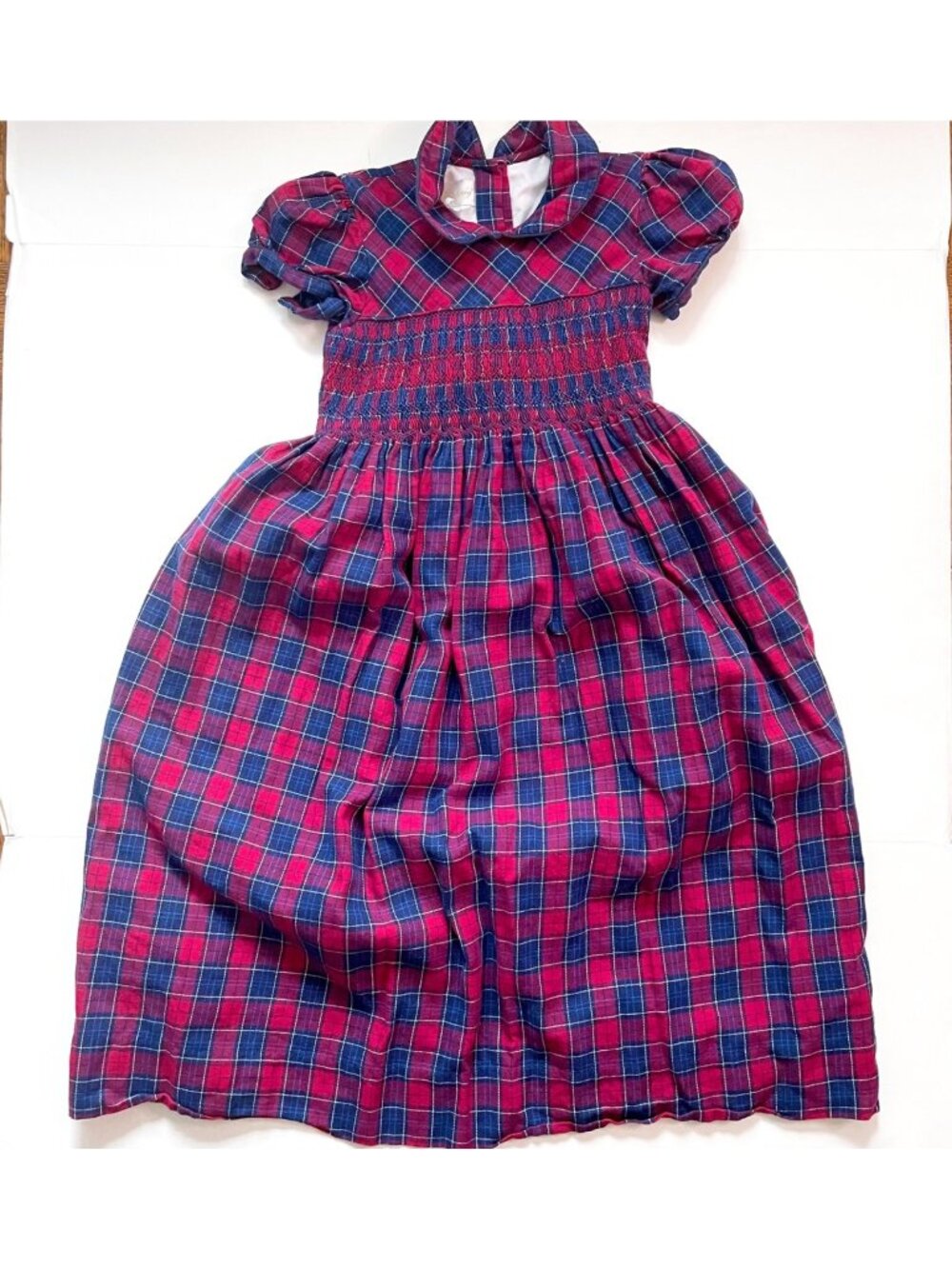Strasburg Red Plaid Smocked Dress, Size 10
